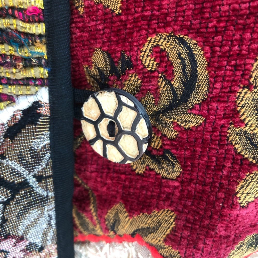 Vintage Allure Tapestry Patchwork Jacket Coat Bla… - image 4